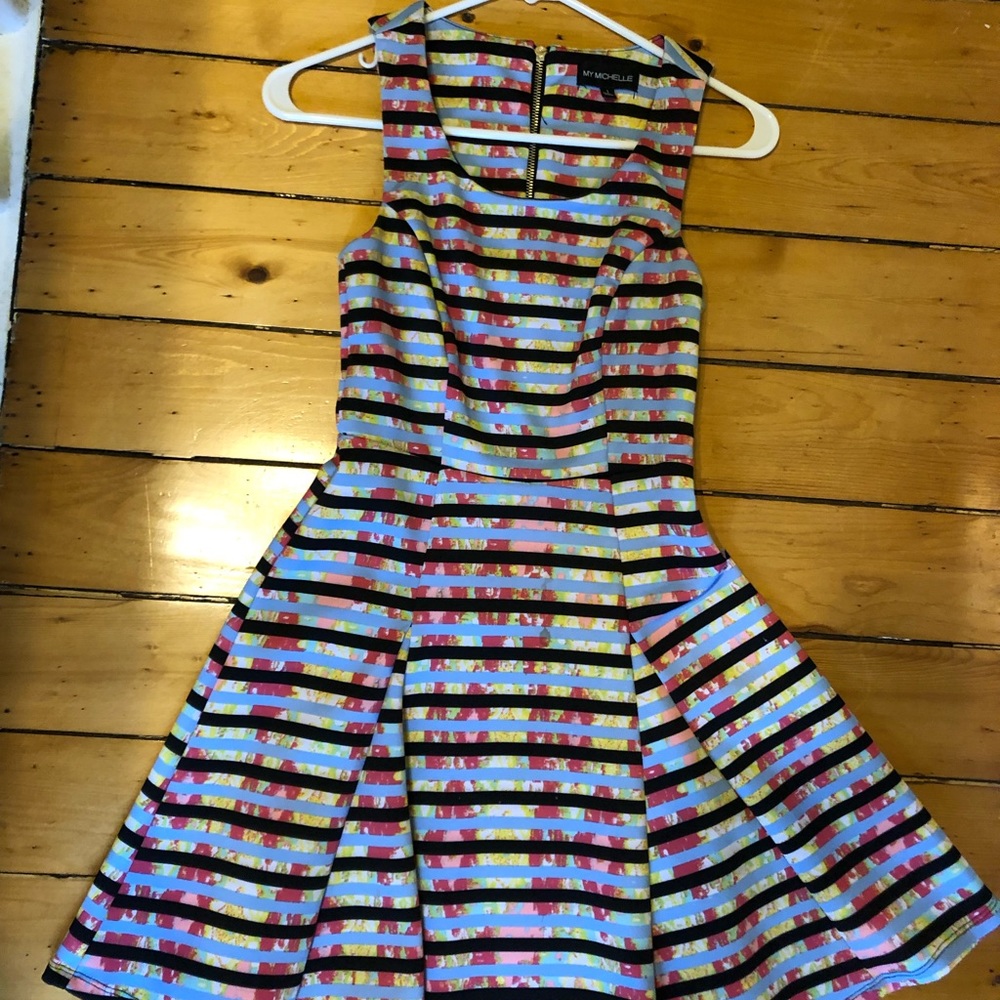 Striped, sleeveless dress